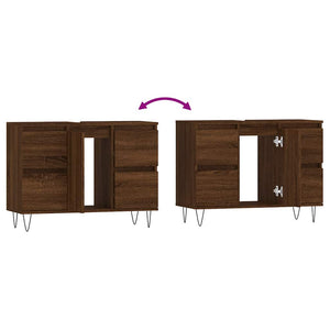 Armadietto Bagno Rovere Marrone 80x33x60cm in Legno Multistrato 831659