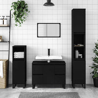 Mobile da Bagno Nero 80x33x60 cm in Legno Multistrato 831661