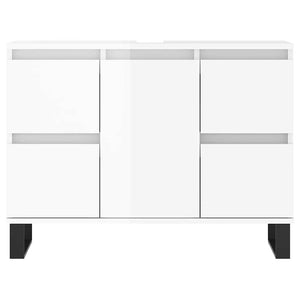 Armadietto Bagno Bianco Lucido 80x33x60cm in Legno Multistrato 831662