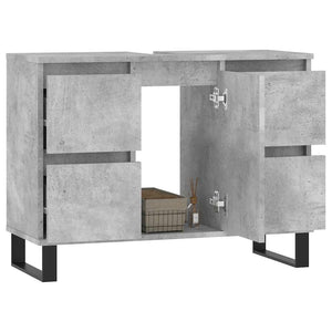 Armadietto da Bagno Grigio Cemento 80x33x60cm Legno Multistrato 831664