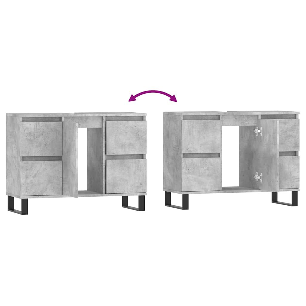 Armadietto da Bagno Grigio Cemento 80x33x60cm Legno Multistrato 831664