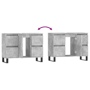 Armadietto da Bagno Grigio Cemento 80x33x60cm Legno Multistrato 831664