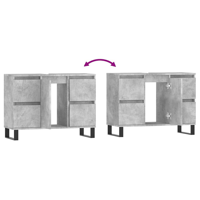 Armadietto da Bagno Grigio Cemento 80x33x60cm Legno Multistrato 831664