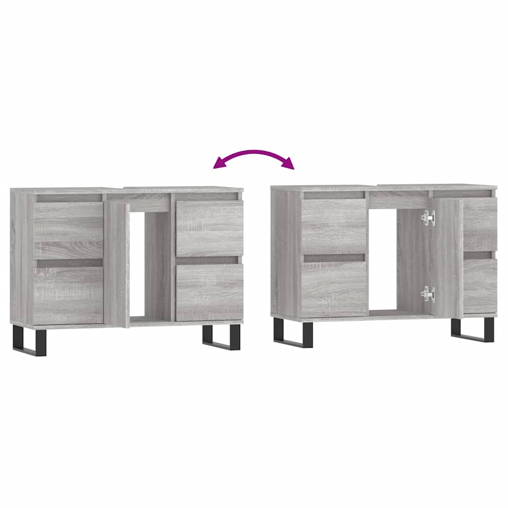 Mobile da Bagno Grigio Sonoma 80x33x60 cm in Legno Multistrato 831666