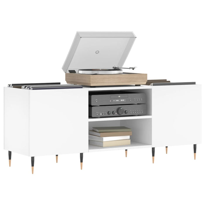 Mobile Porta Dischi Bianco 121x38x48 cm in Legno Multistrato 831668