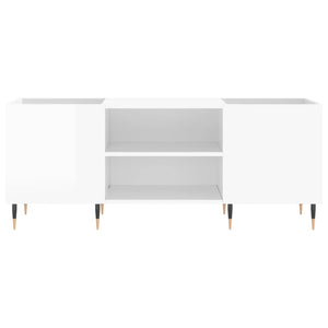 Mobile Porta Dischi Bianco Lucido 121x38x48cm Legno Multistrato 831670