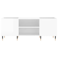 Mobile Porta Dischi Bianco Lucido 121x38x48cm Legno Multistrato