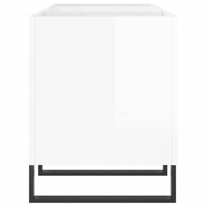 Mobile Porta Dischi Bianco Lucido 121x38x48cm Legno Multistrato 831686