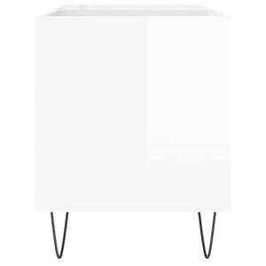Mobile Porta Dischi Bianco Lucido 85x38x48 cm Legno Multistrato