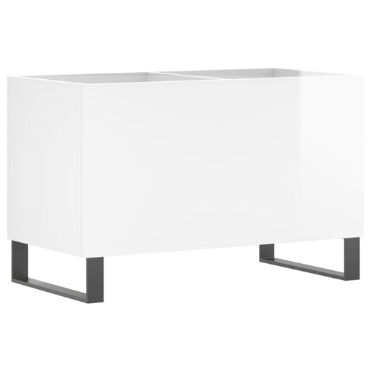 Mobile Porta Dischi Bianco Lucido 74,5x38x48 Legno Multistrato 831734