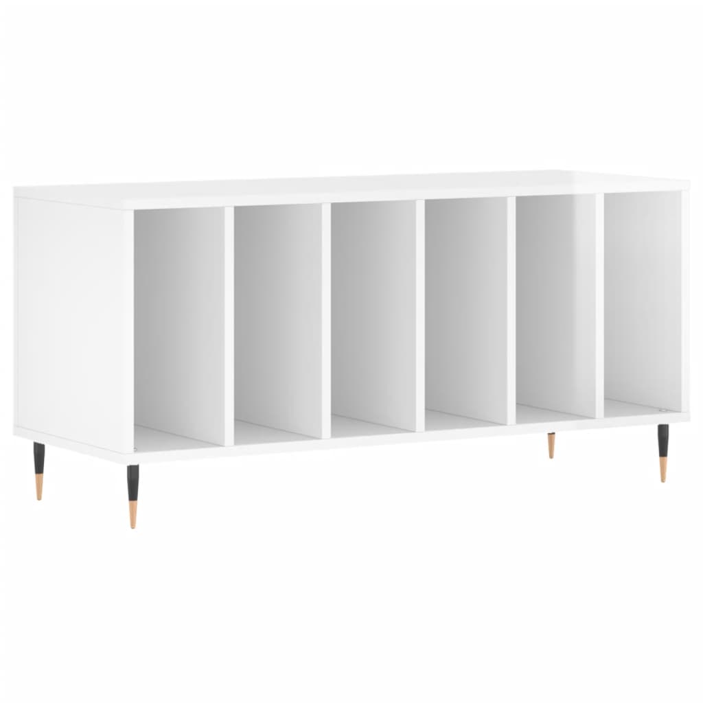 Mobile Porta Dischi Bianco Lucido 100x38x48cm Legno Multistrato 831742