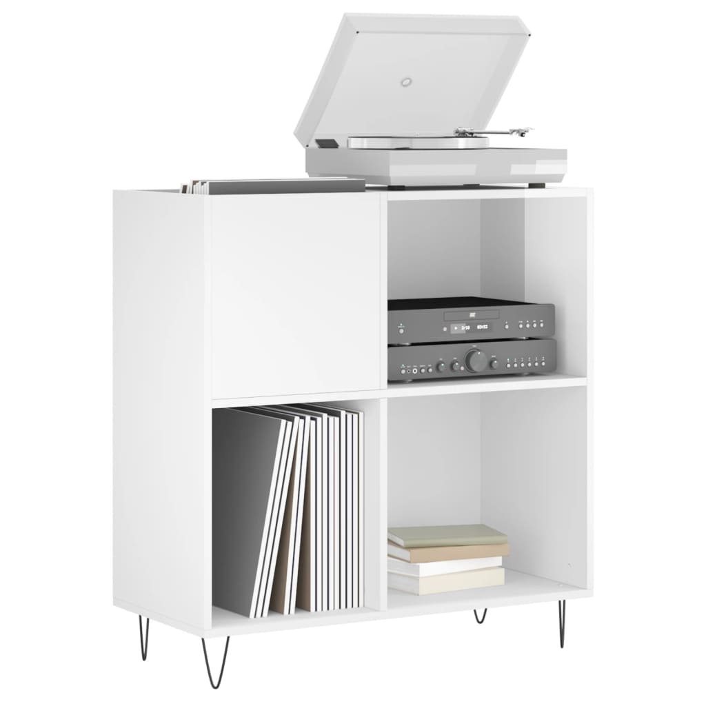 Mobile Porta Dischi Bianco Lucido 84,5x38x89 Legno Multistrato 831774
