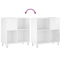 Mobile Porta Dischi Bianco Lucido 84,5x38x89 Legno Multistrato 831774