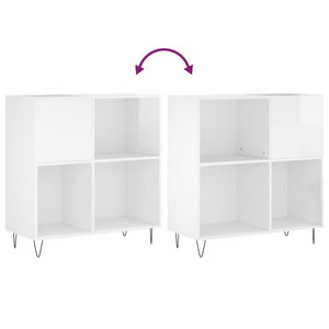 Mobile Porta Dischi Bianco Lucido 84,5x38x89 Legno Multistrato 831774
