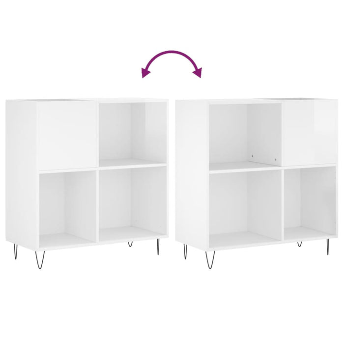 Mobile Porta Dischi Bianco Lucido 84,5x38x89 Legno Multistrato 831774