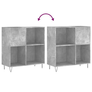 Mobile Porta Dischi Grigio Cemento 84,5x38x89 Legno Multistrato 831776