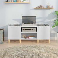 Mobiletto Porta Dischi Bianco 121x38x48 cm Legno Massello 831925