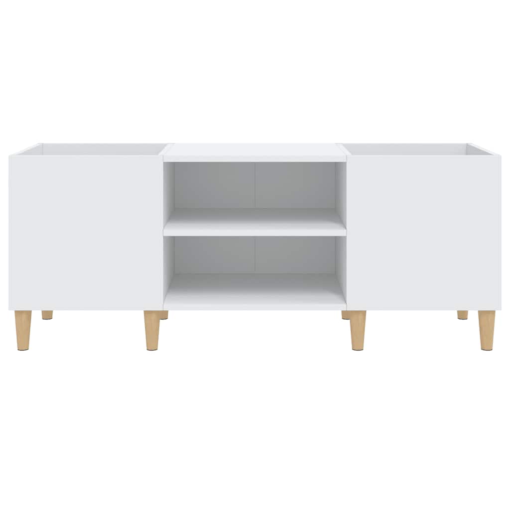 Mobiletto Porta Dischi Bianco 121x38x48 cm Legno Massello 831925