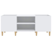 Mobiletto Porta Dischi Bianco 121x38x48 cm Legno Massello 831925