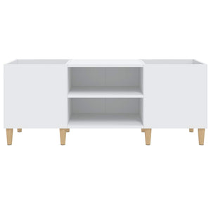 Mobiletto Porta Dischi Bianco 121x38x48 cm Legno Massello 831925
