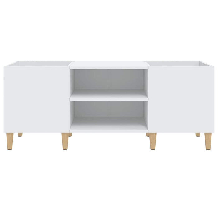 Mobiletto Porta Dischi Bianco 121x38x48 cm Legno Massello 831925