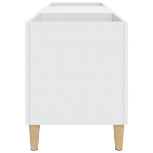Mobiletto Porta Dischi Bianco 121x38x48 cm Legno Massello 831925