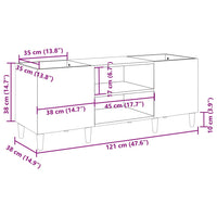 Mobiletto Porta Dischi Bianco 121x38x48 cm Legno Massello 831925