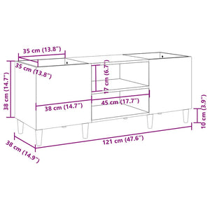 Mobiletto Porta Dischi Bianco 121x38x48 cm Legno Massello 831925
