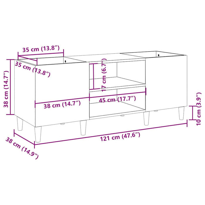 Mobiletto Porta Dischi Bianco 121x38x48 cm Legno Massello 831925