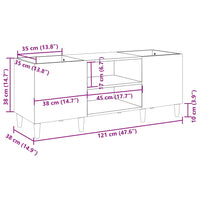 Mobile Porta Dischi Nero 121x38x48 cm in Legno Multistrato 831926