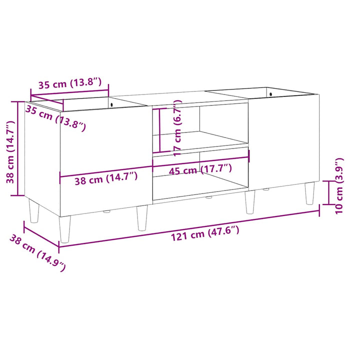 Mobile Porta Dischi Grigio Cemento 121x38x48 Legno Multistrato