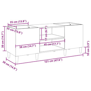 Mobile Porta Dischi Rovere Marrone 121x38x48 Legno Multistrato 831932