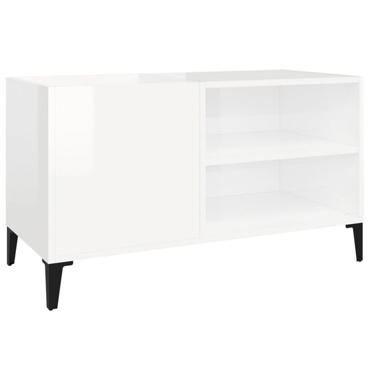 Mobile Porta Dischi Bianco Lucido 84,5x38x48 Legno Multistrato 831951