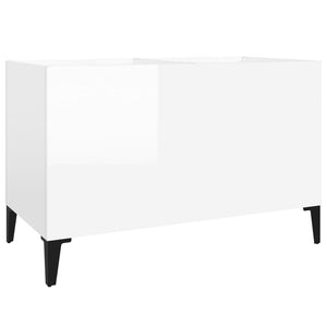 Mobile Porta Dischi Bianco Lucido 74,5x38x48 Legno Multistrato 831967