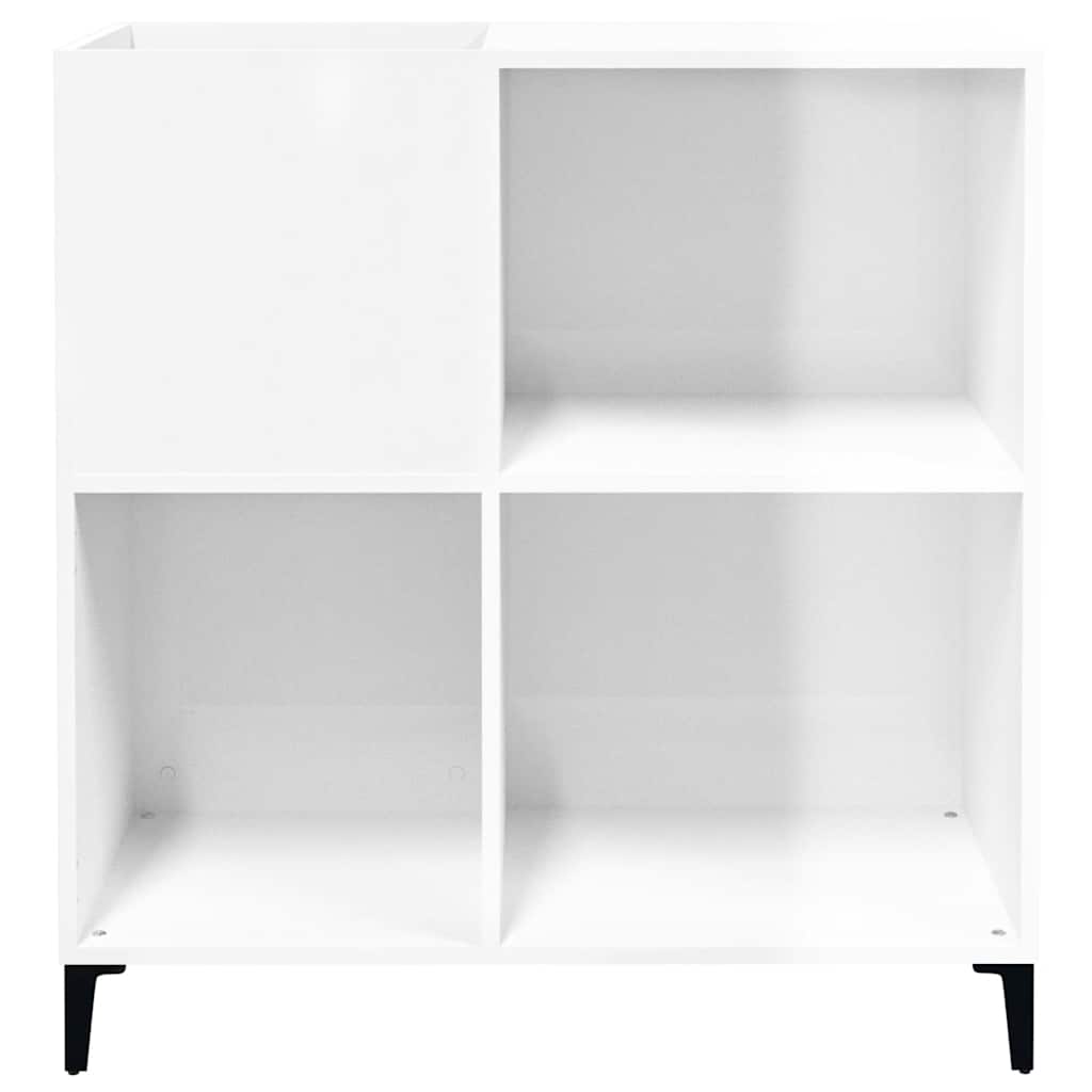 Mobile Porta Dischi Bianco Lucido 84,5x38x89 Legno Multistrato 831999