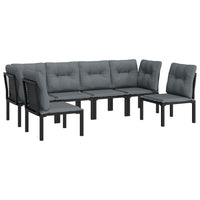 Set Salotto da Giardino 6 pz in Polyrattan Nero e Grigio 3187738