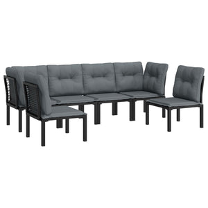 Set Salotto da Giardino 6 pz in Polyrattan Nero e Grigio 3187738