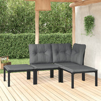 Set Salotto da Giardino 4 pz Nero e Grigio in Polyrattan 3187741