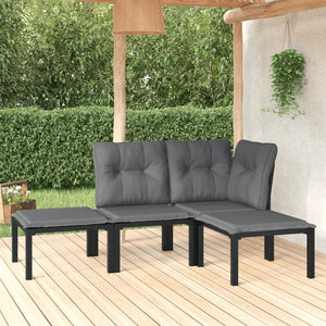 Set Salotto da Giardino 4 pz Nero e Grigio in Polyrattan 3187741