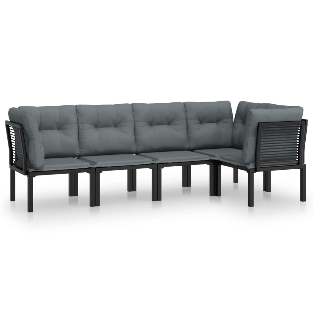 Set Salotto da Giardino 5 pz Nero e Grigio in Polyrattan 3187753
