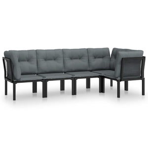 Set Salotto da Giardino 5 pz Nero e Grigio in Polyrattan 3187753