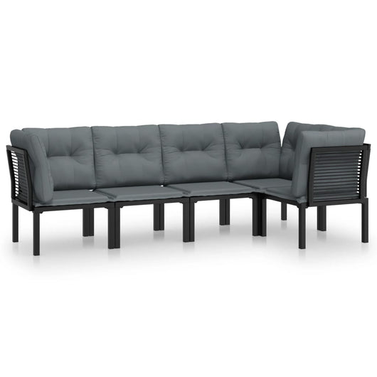 Set Salotto da Giardino 5 pz Nero e Grigio in Polyrattan 3187753