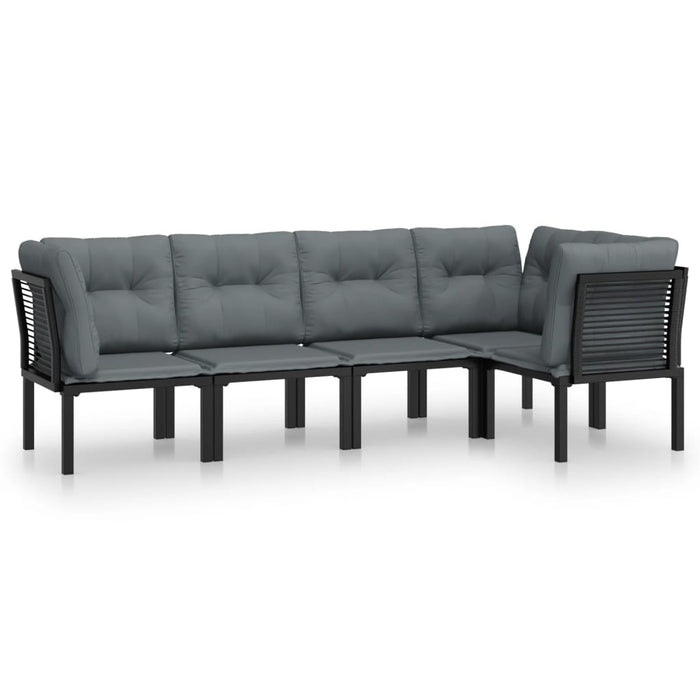 Set Salotto da Giardino 5 pz Nero e Grigio in Polyrattan 3187753