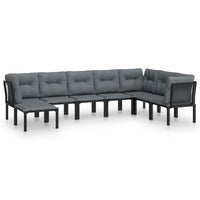 Set Salotto da Giardino 8 pz Nero e Grigio in Polyrattan 3187766