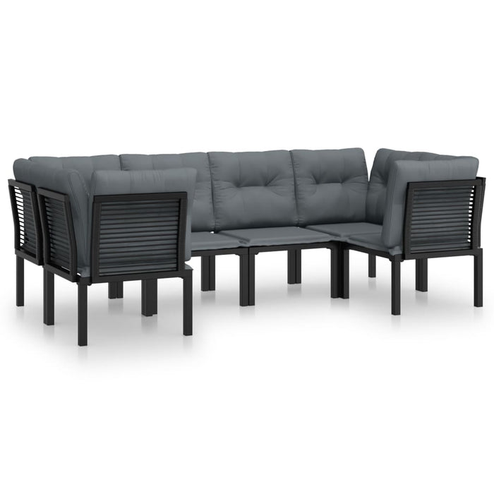 Set Salotto da Giardino 6 pz in Polyrattan Nero e Grigio 3187768
