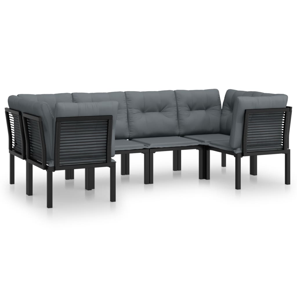 Set Salotto da Giardino 6 pz in Polyrattan Nero e Grigio 3187768