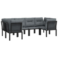 Set Salotto da Giardino 6 pz in Polyrattan Nero e Grigio 3187768