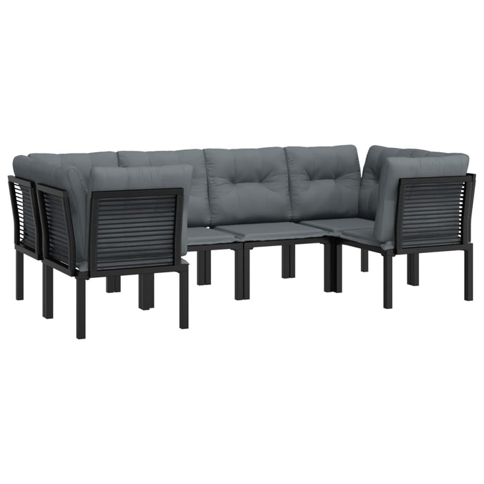 Set Salotto da Giardino 6 pz in Polyrattan Nero e Grigio 3187768