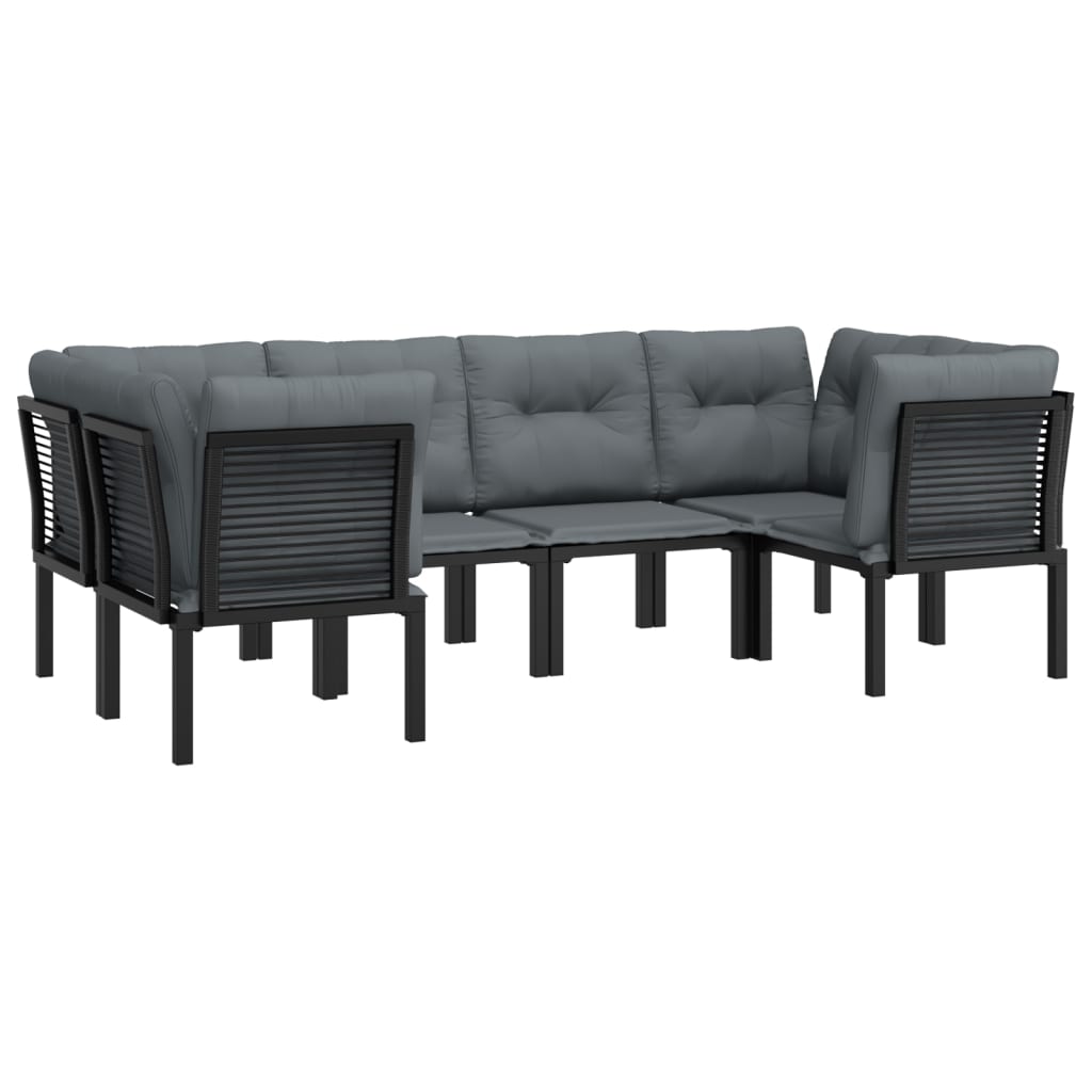 Set Salotto da Giardino 6 pz in Polyrattan Nero e Grigio 3187768
