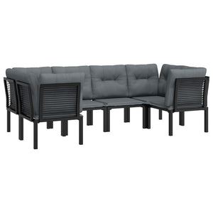 Set Salotto da Giardino 6 pz in Polyrattan Nero e Grigio 3187768